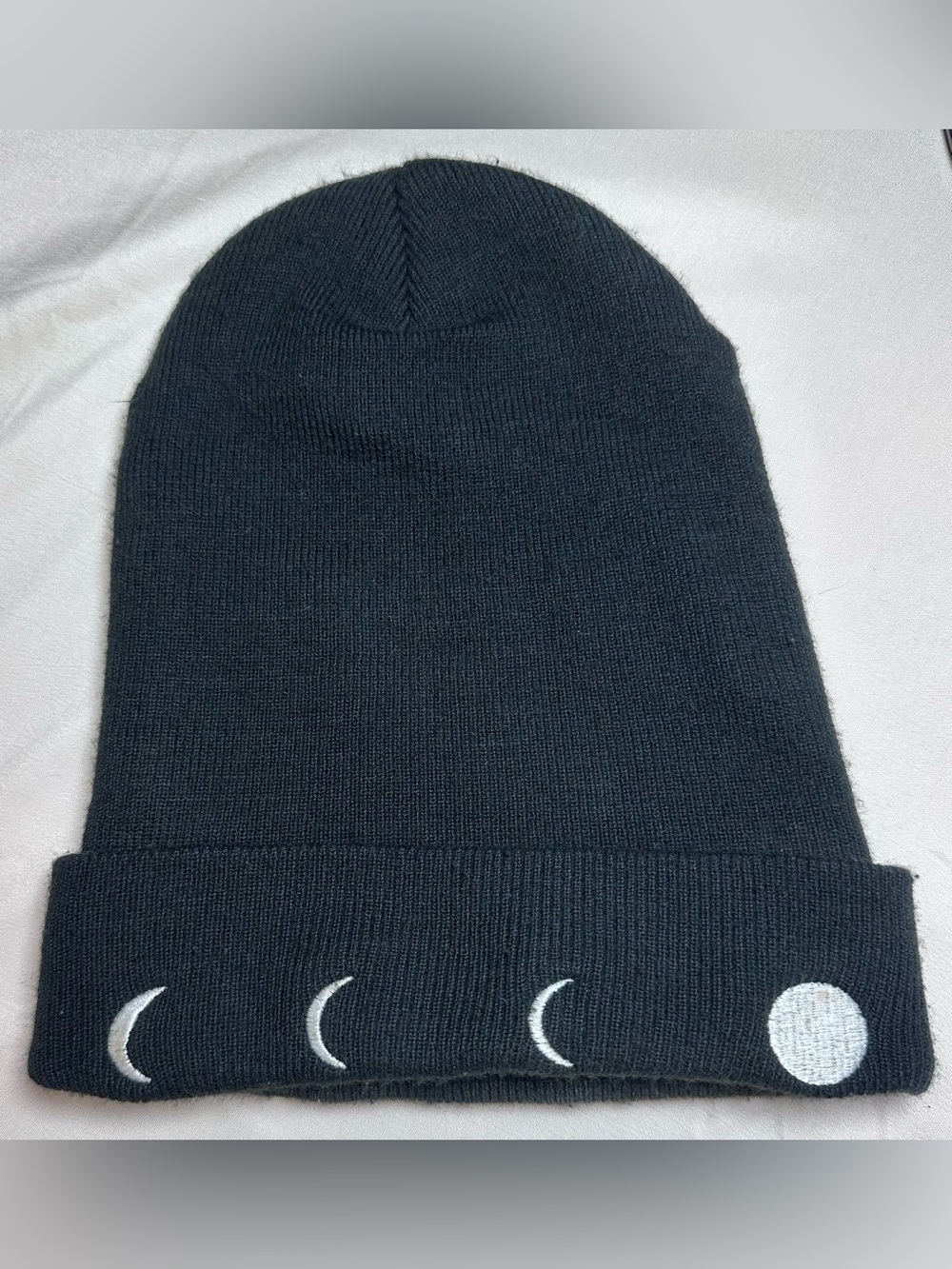 Black Moon Phase Knit Beanie